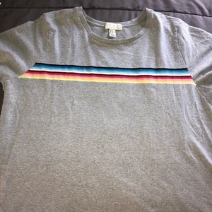 Plus Gray T-Shirt with Rainbow Stripe Graphic